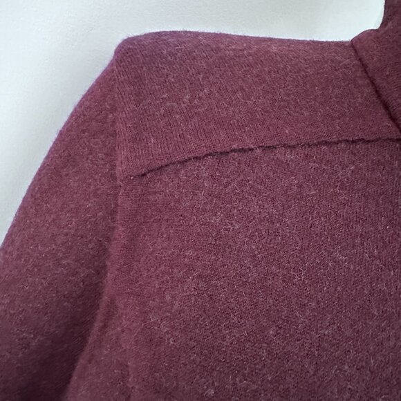 Wool Cardigan Coat Sweater Reversible - Charcoal /Burgundy M-L - Picture 10 of 13